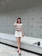 Knitted Striped T Top