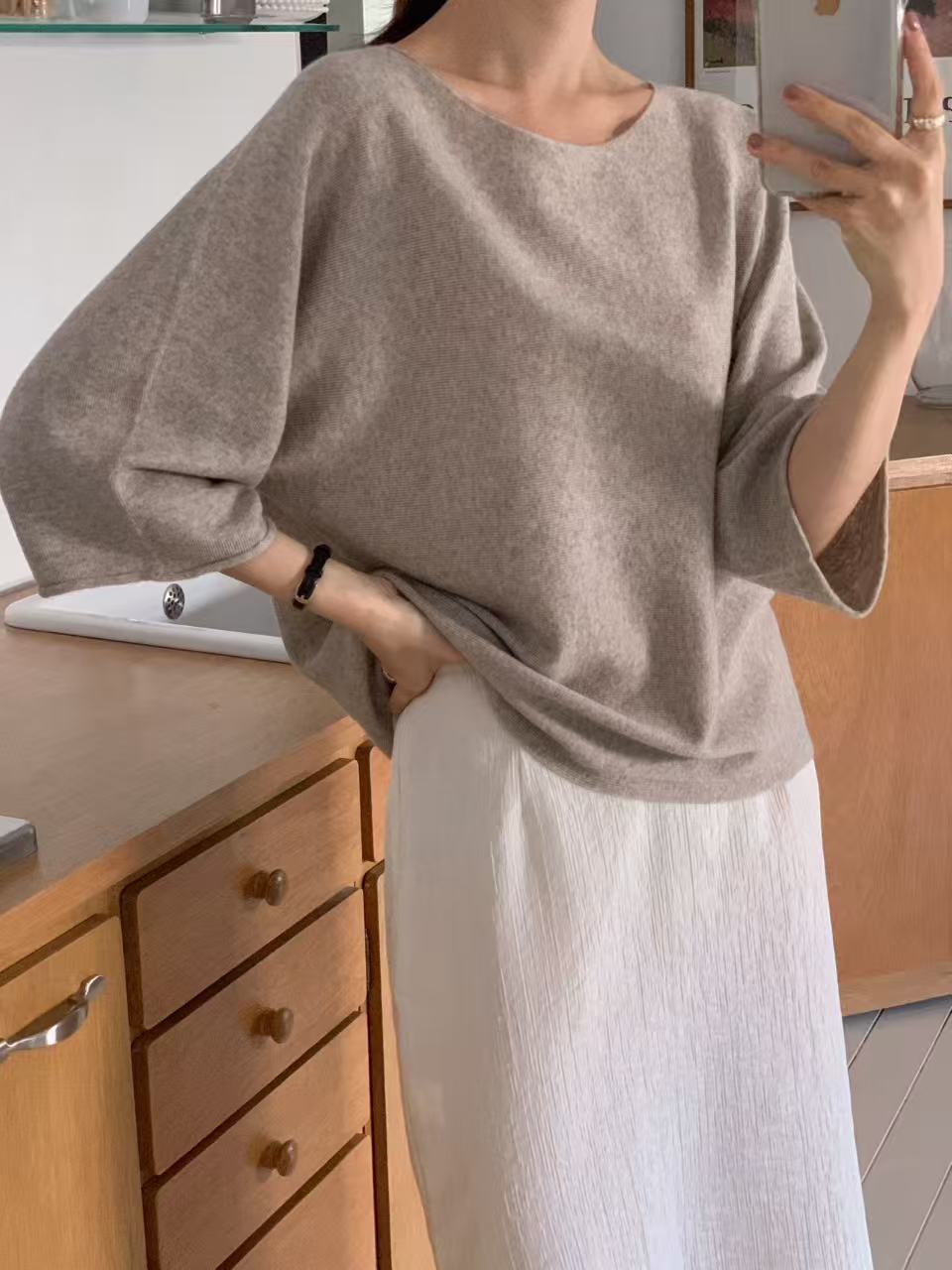 Bat Sleeves Wool Top