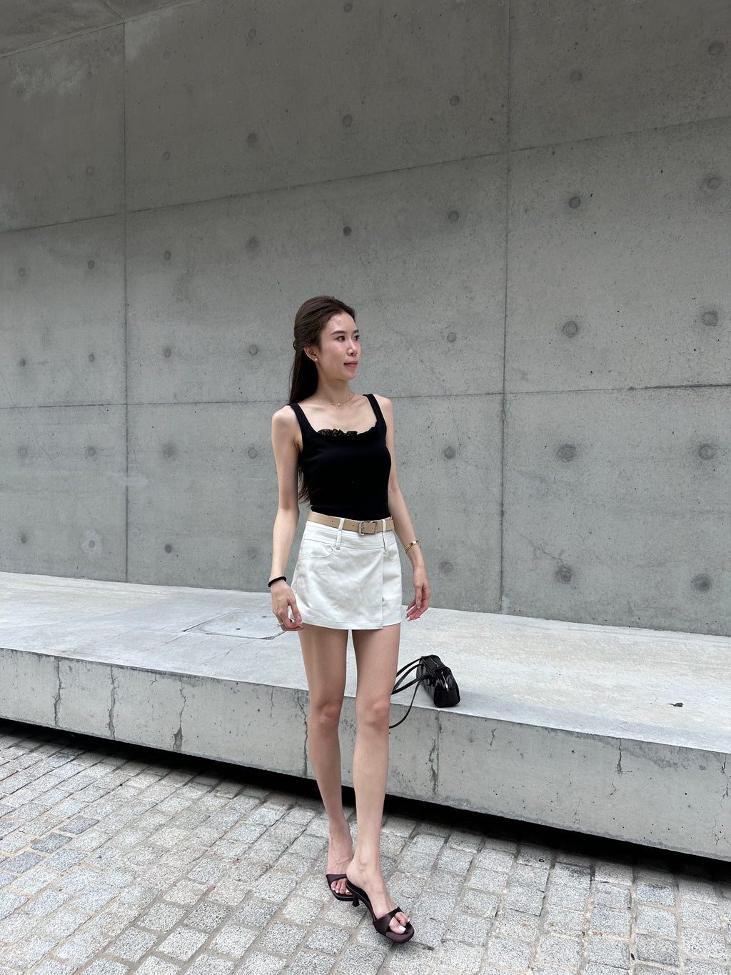 Ruffles Neck Cotton Tank Top