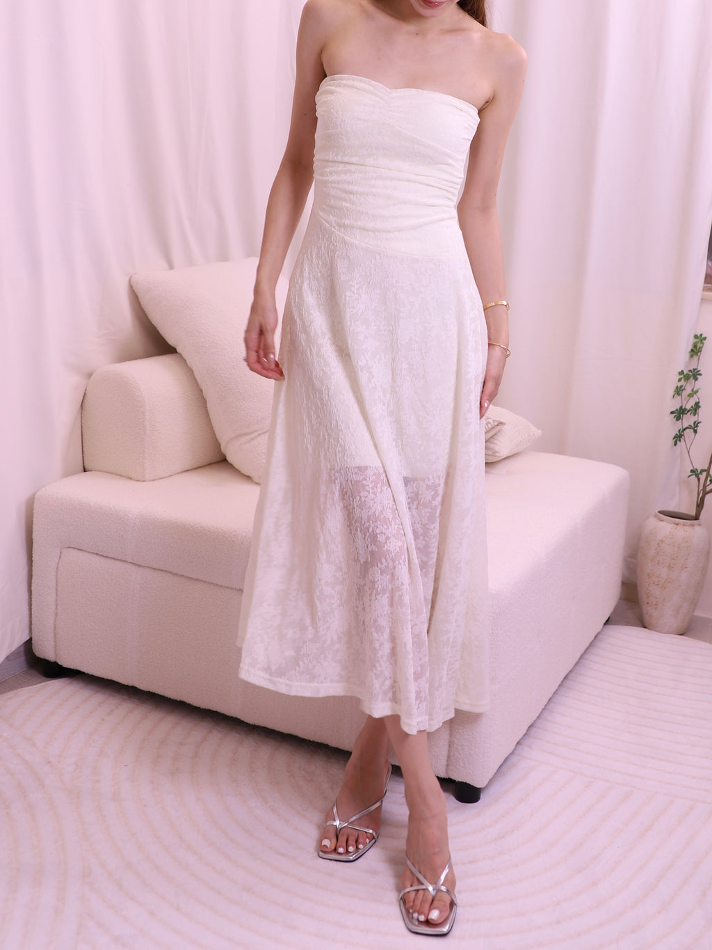 Off Shoulder Lace Maxi Dress