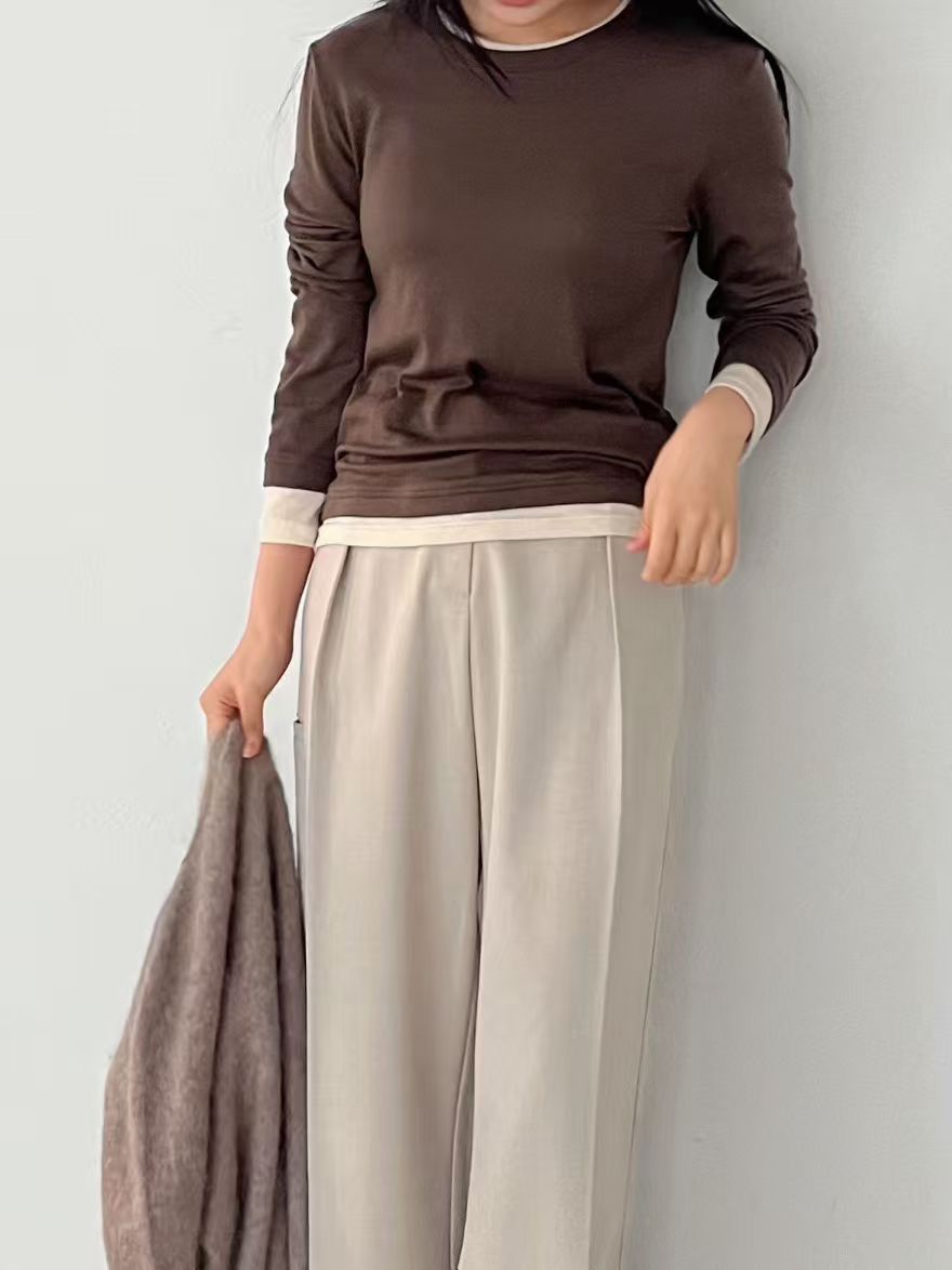 Round Neck Contrast Top