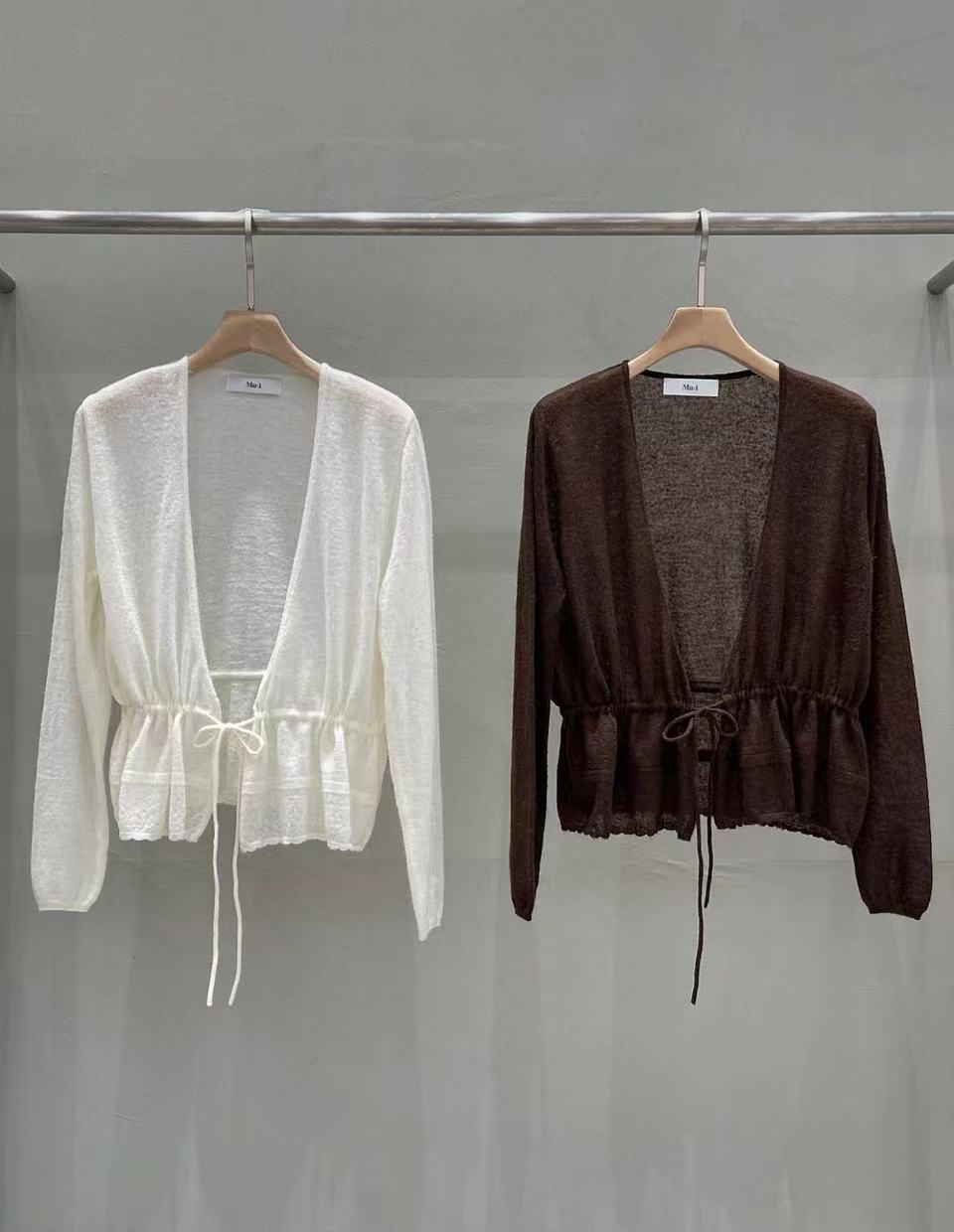 Drawstring Knit Cardigan