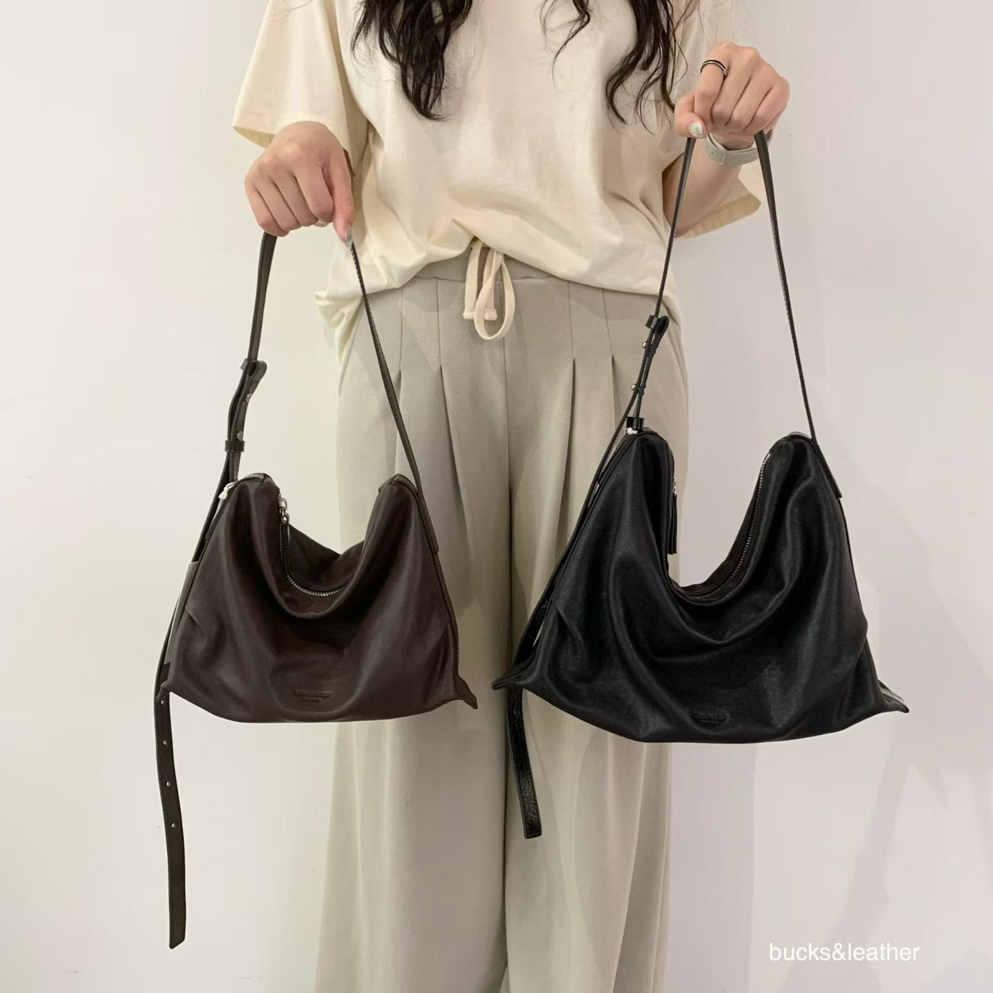 Real Leather Office Zipped Bag 大號（底部幼版）