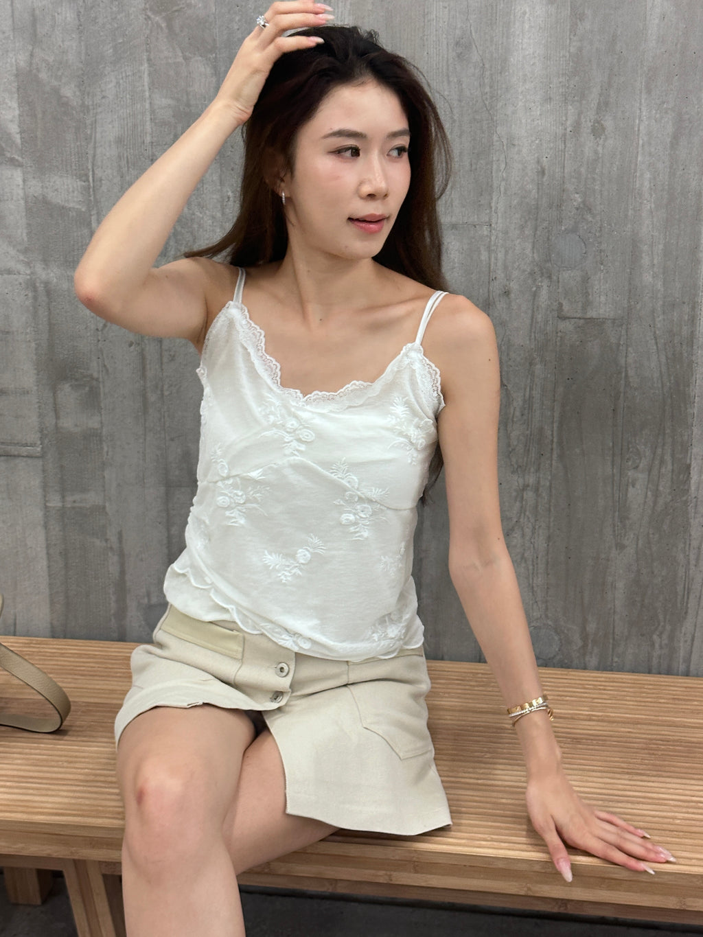3D flower lace tank top