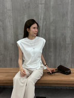 Shoulder Pads Tied Tank Top