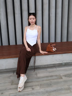 Cross Neck Cotton Tank Top with pads