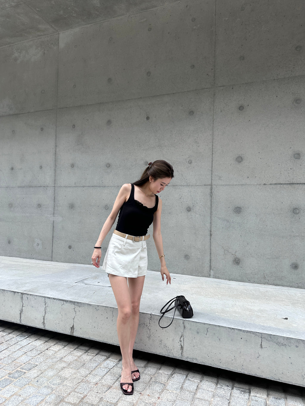 Ruffles Neck Cotton Tank Top
