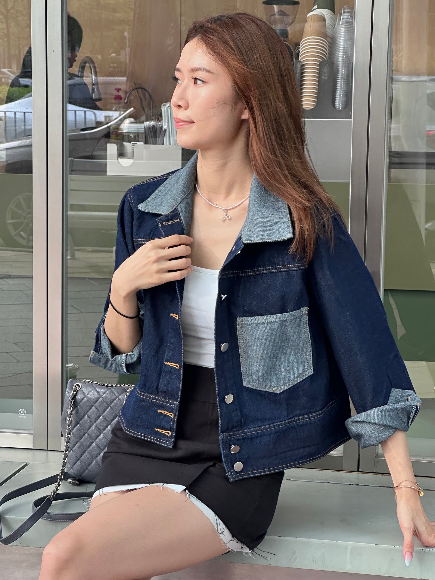 Mixed Pocketed Denim Jacket