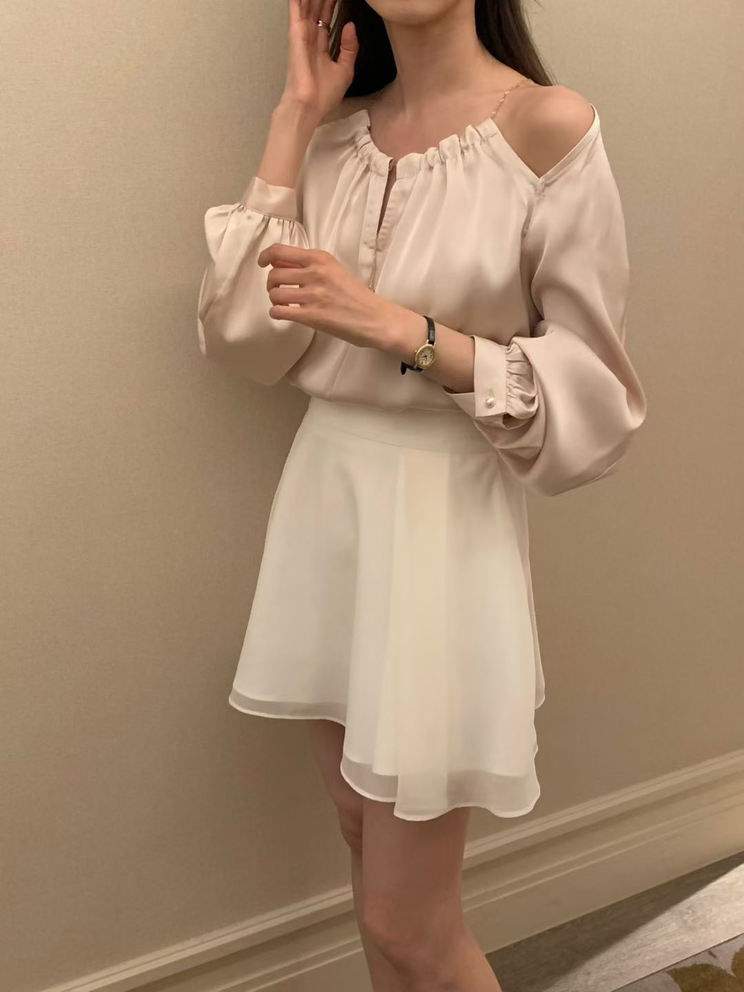 Silky V Off Shoulder Shirt