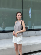Puffy Striped Cross Neck Tank Top