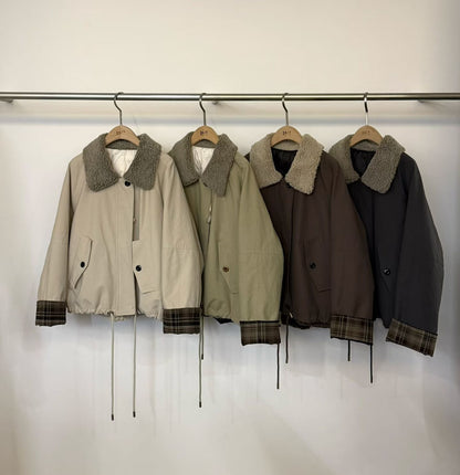 Checked Sleeves Down Jacket