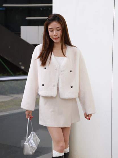 (Early's Bird) Fluffy Button Jacket