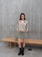 White base collar knitted sweater