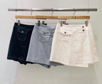 Side Button Flap Skirt Shorts