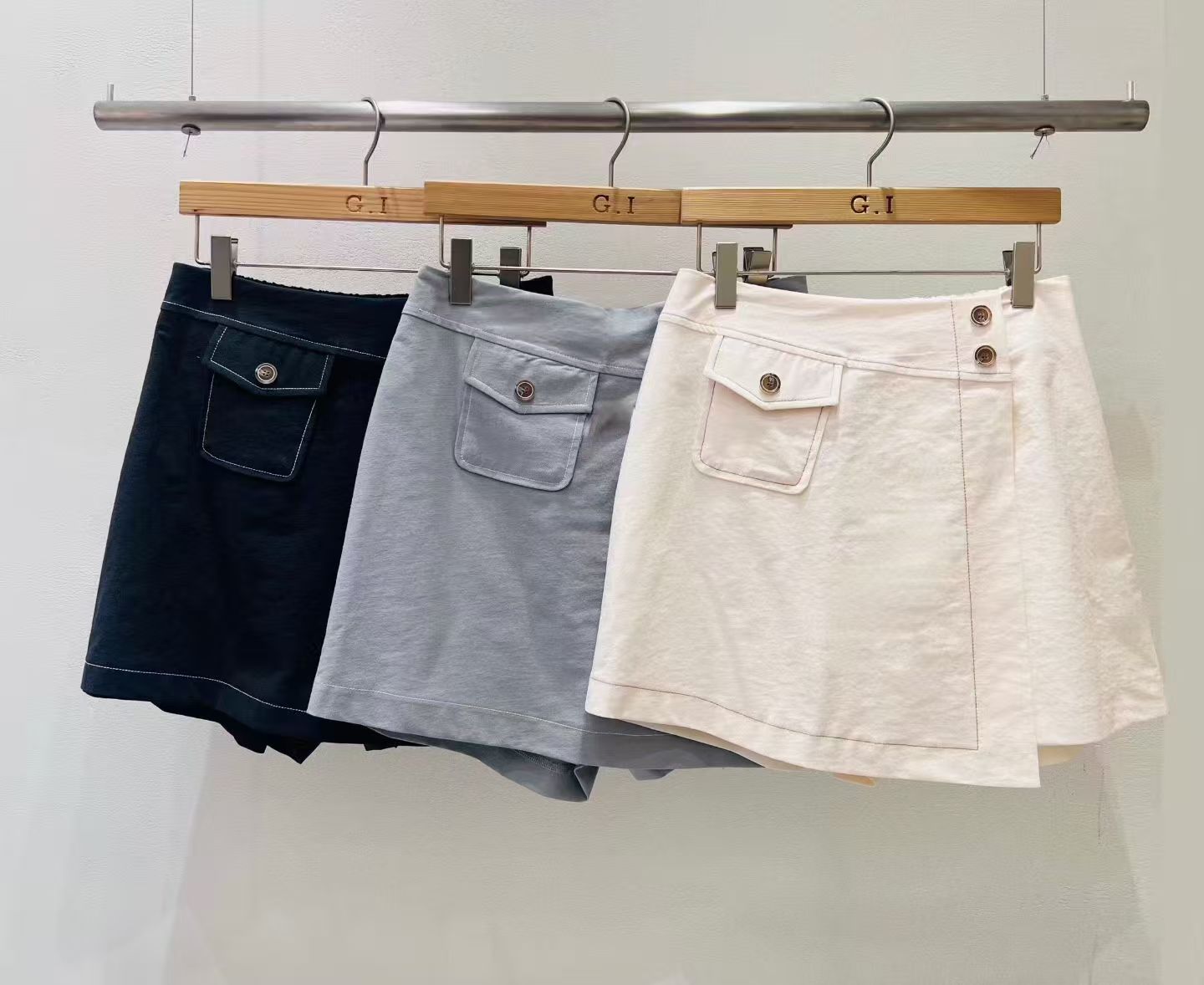 Side Button Flap Skirt Shorts