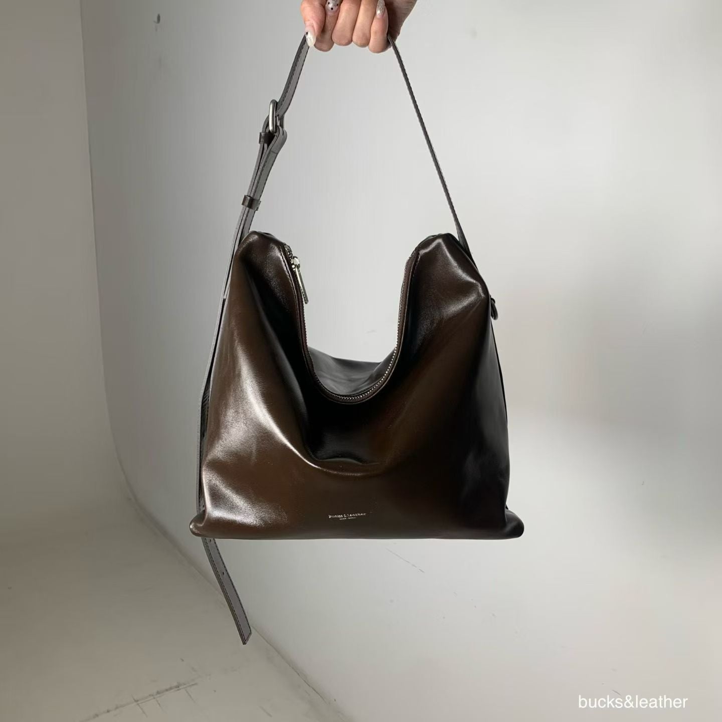 Real Leather Office Zipped Bag 大號