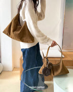 Real Leather Triangle Zipped Bag