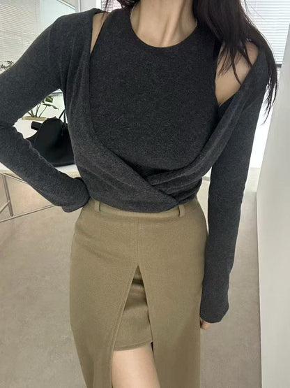 Double Holes Long Sleeves Top