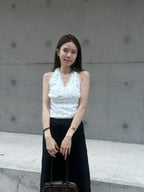 Lace Cross V Neck Tank Top