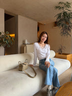 V neck Lace Long Sleeves Top