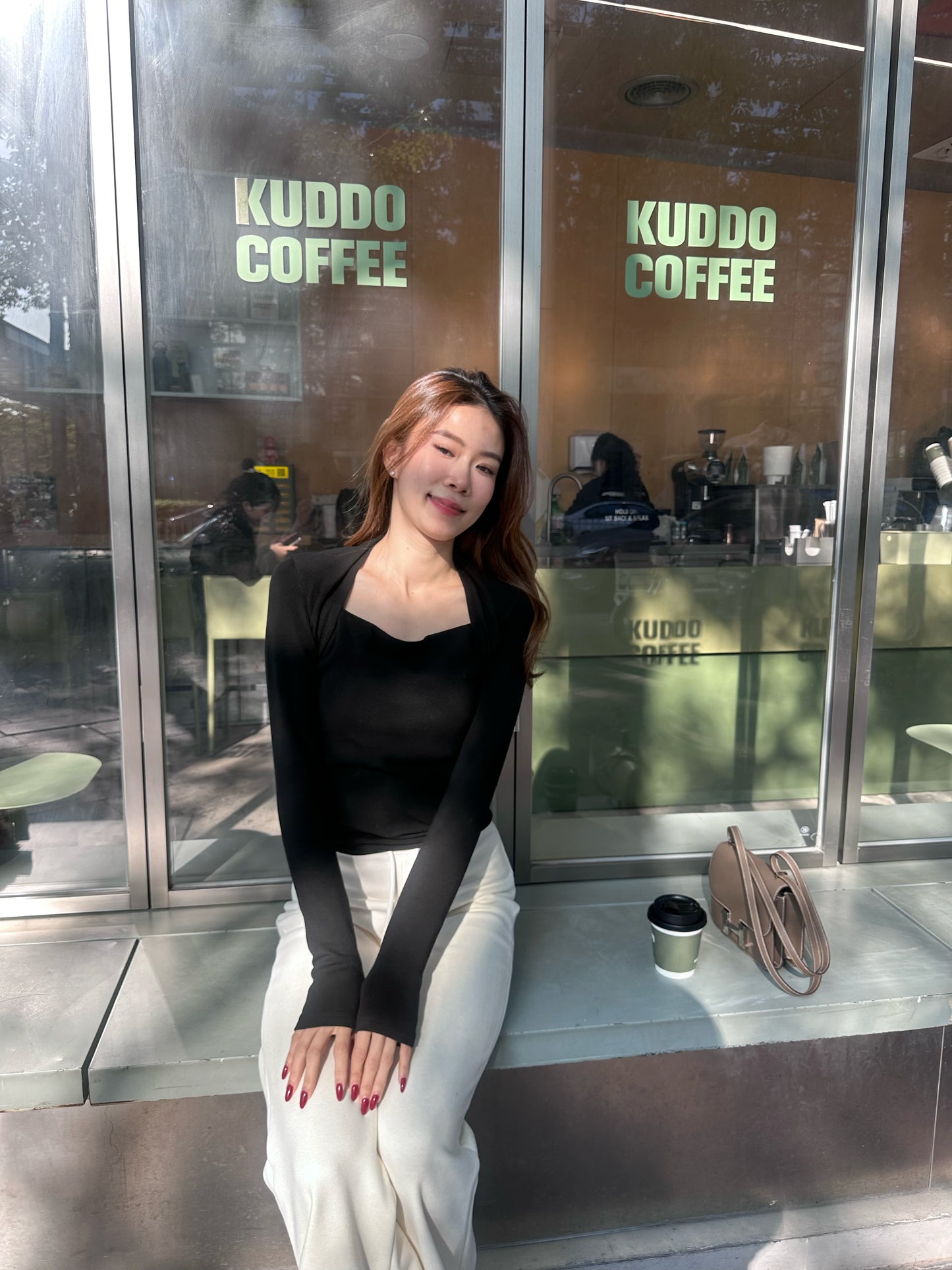 Squareneck Cotton Long Sleeves Top