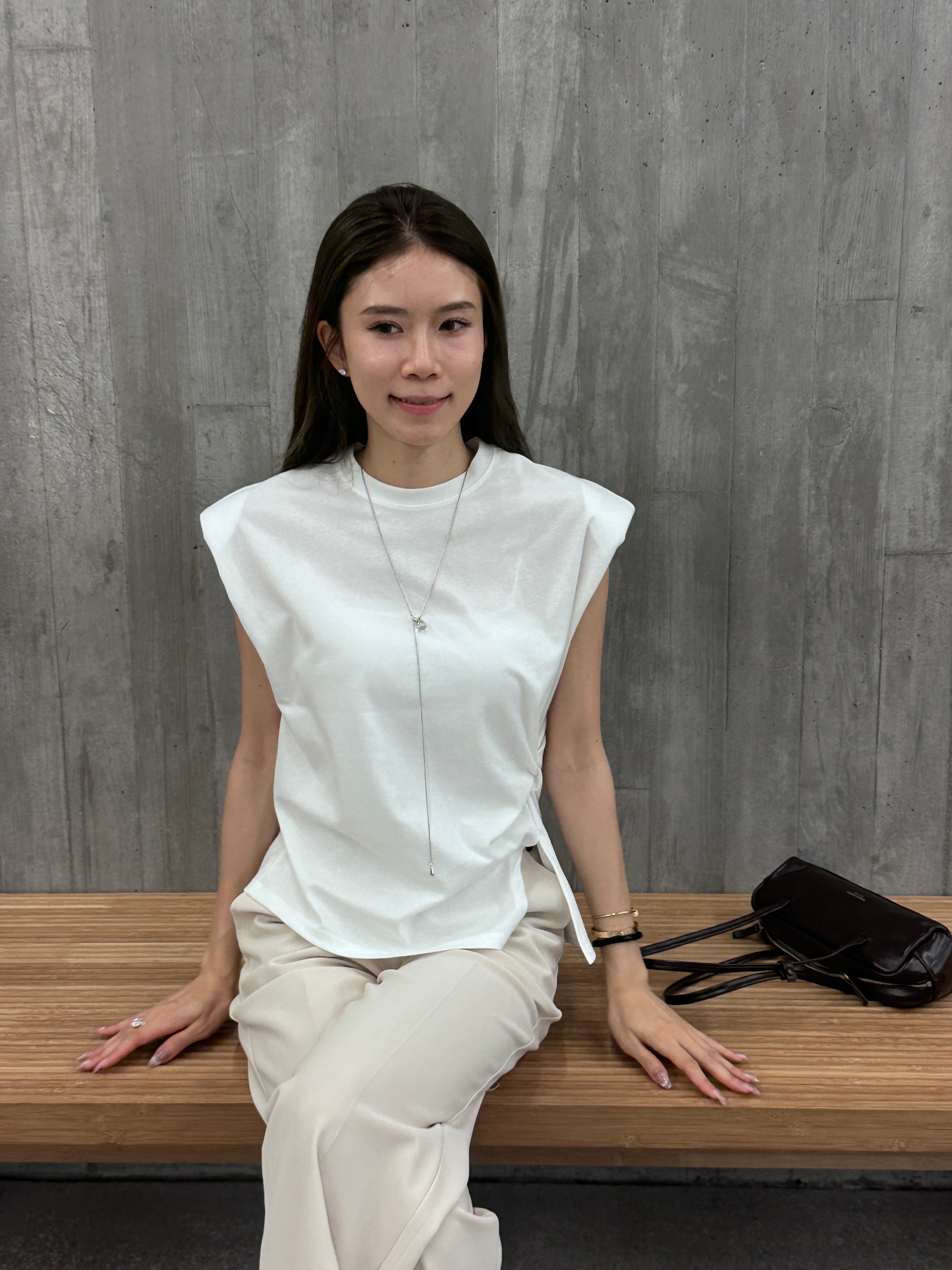 Shoulder Pads Tied Tank Top