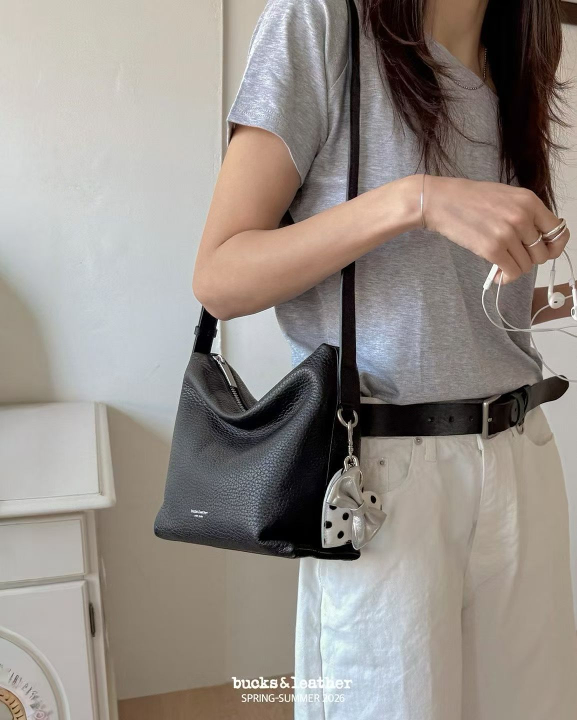 Real Leather Office Zipped Bag 小號 （荔枝皮）