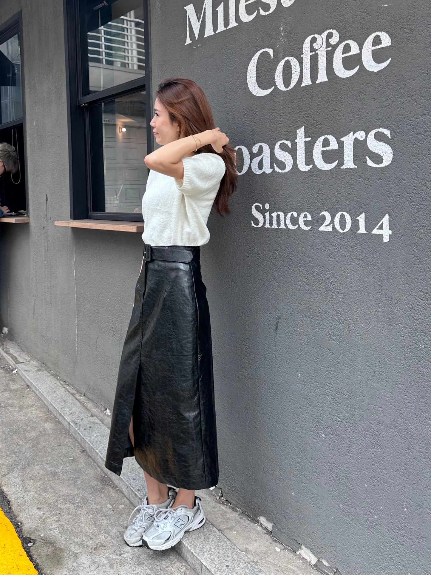 Big Belt Leather Maxi Skirt