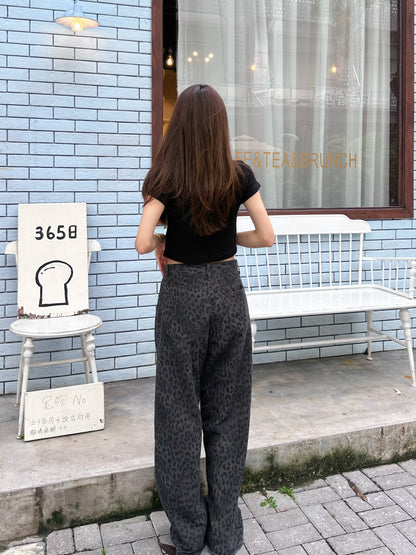 Leopard print Denim Jeans