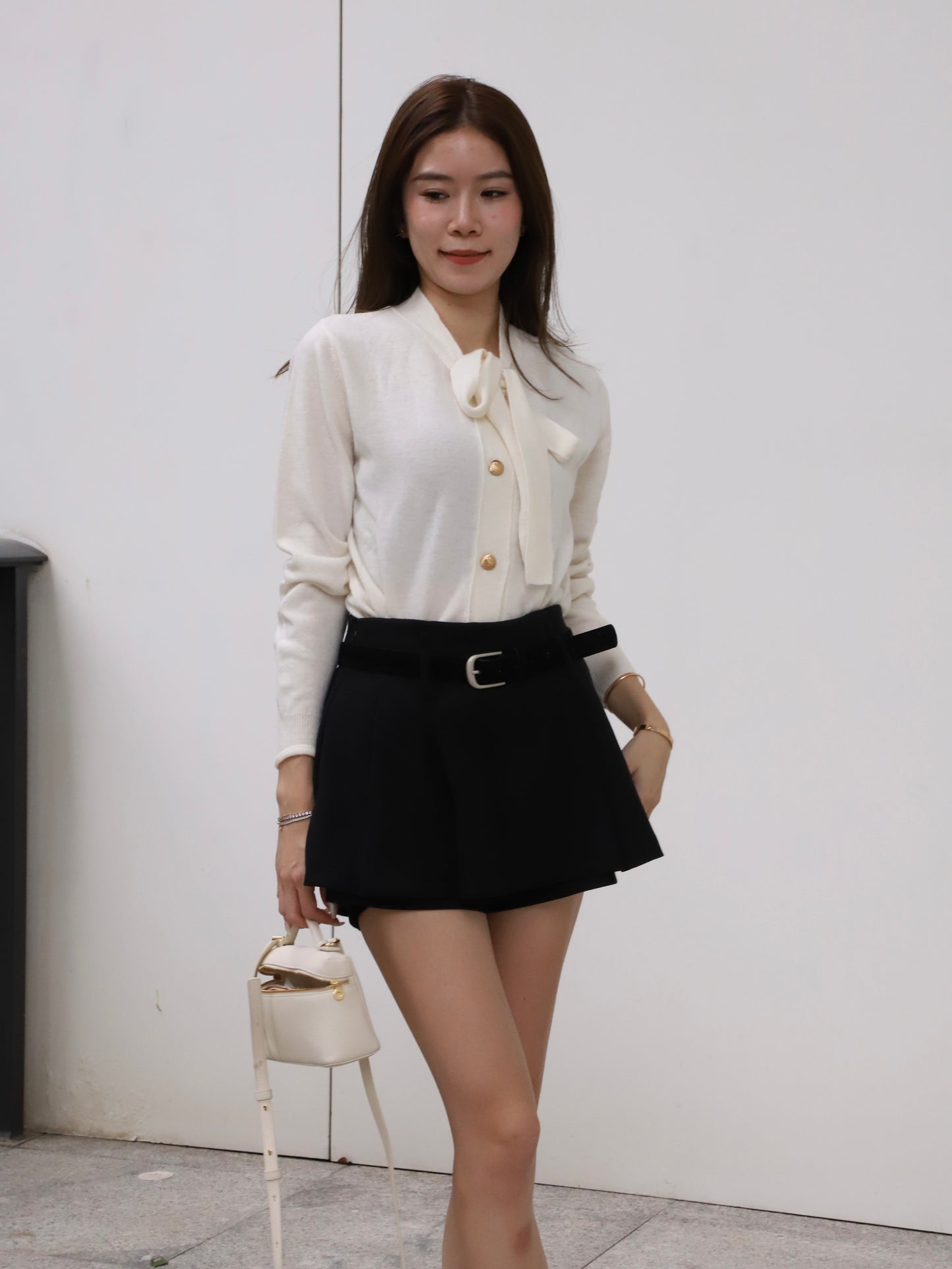 Tied Gold Button Wool Cardigan