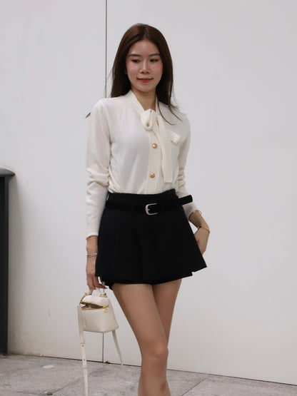 Tied Gold Button Wool Cardigan