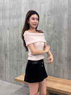 Pink off shoulder knitted top
