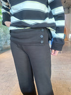 Cotton Button Flare Pants