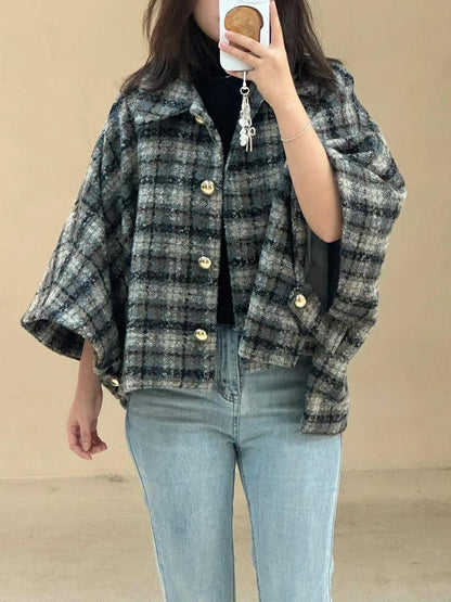 Checked Cape Jacket