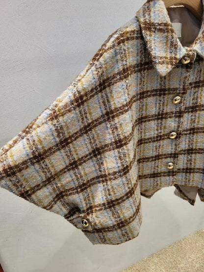 Checked Cape Jacket