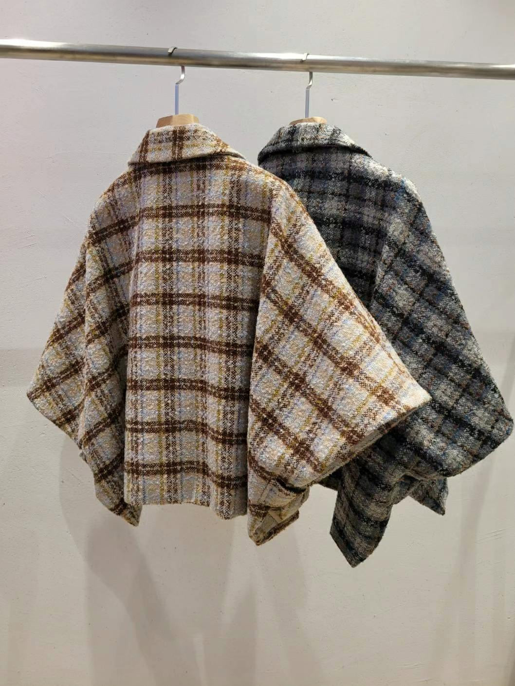 Checked Cape Jacket