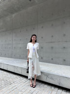 Silky Slit Cut Lace Maxi Skirt
