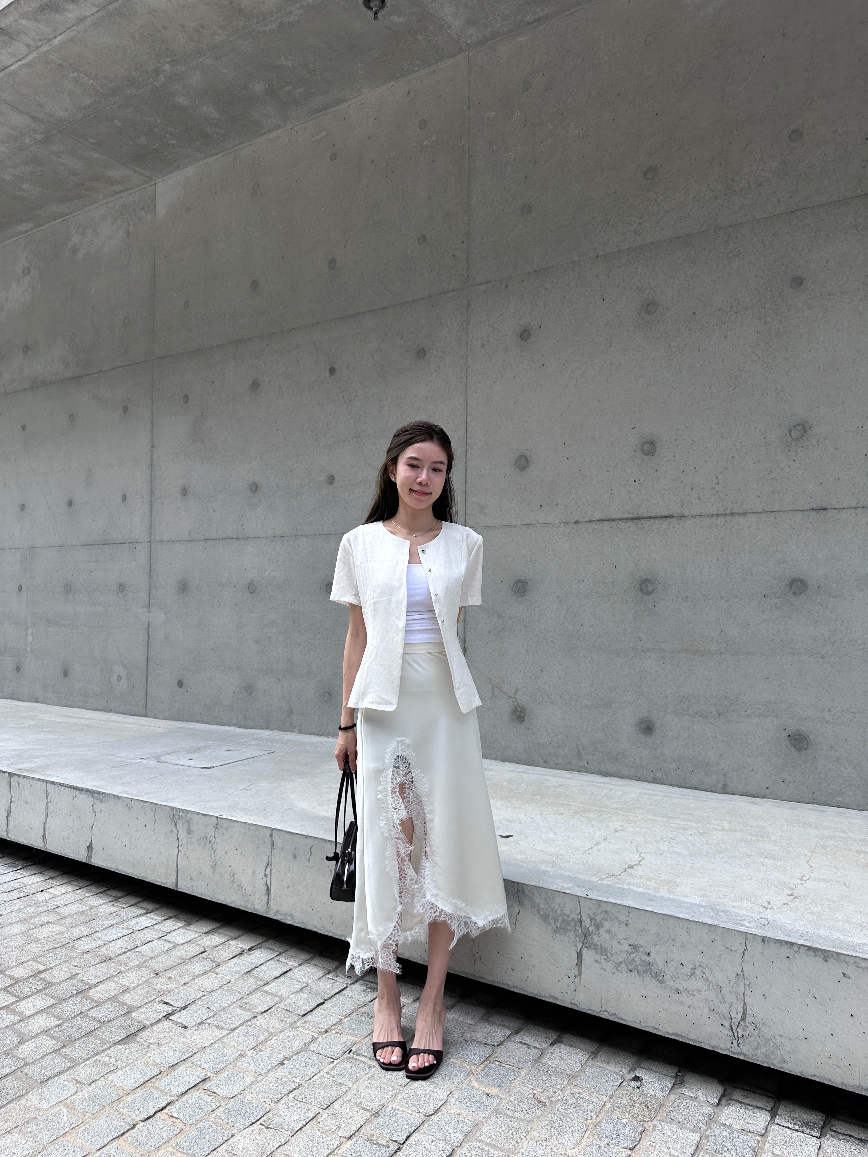 Silky Slit Cut Lace Maxi Skirt