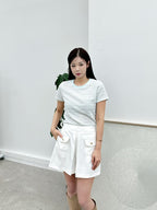 Outlined Chiffon Slit Shorts