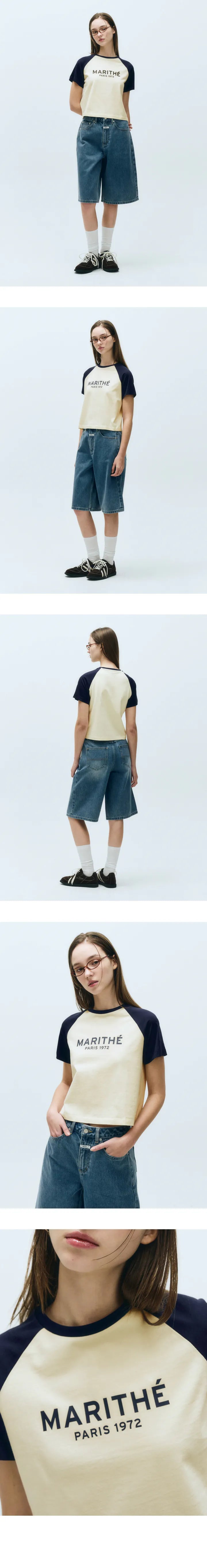 MARITHE FRANCOIS GIRBAUD - 短版W REGULAR LOGO RAGLAN CROP TEE [4 colors]