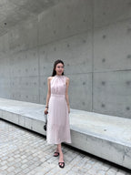 Holiday Tied Neck Maxi Dress