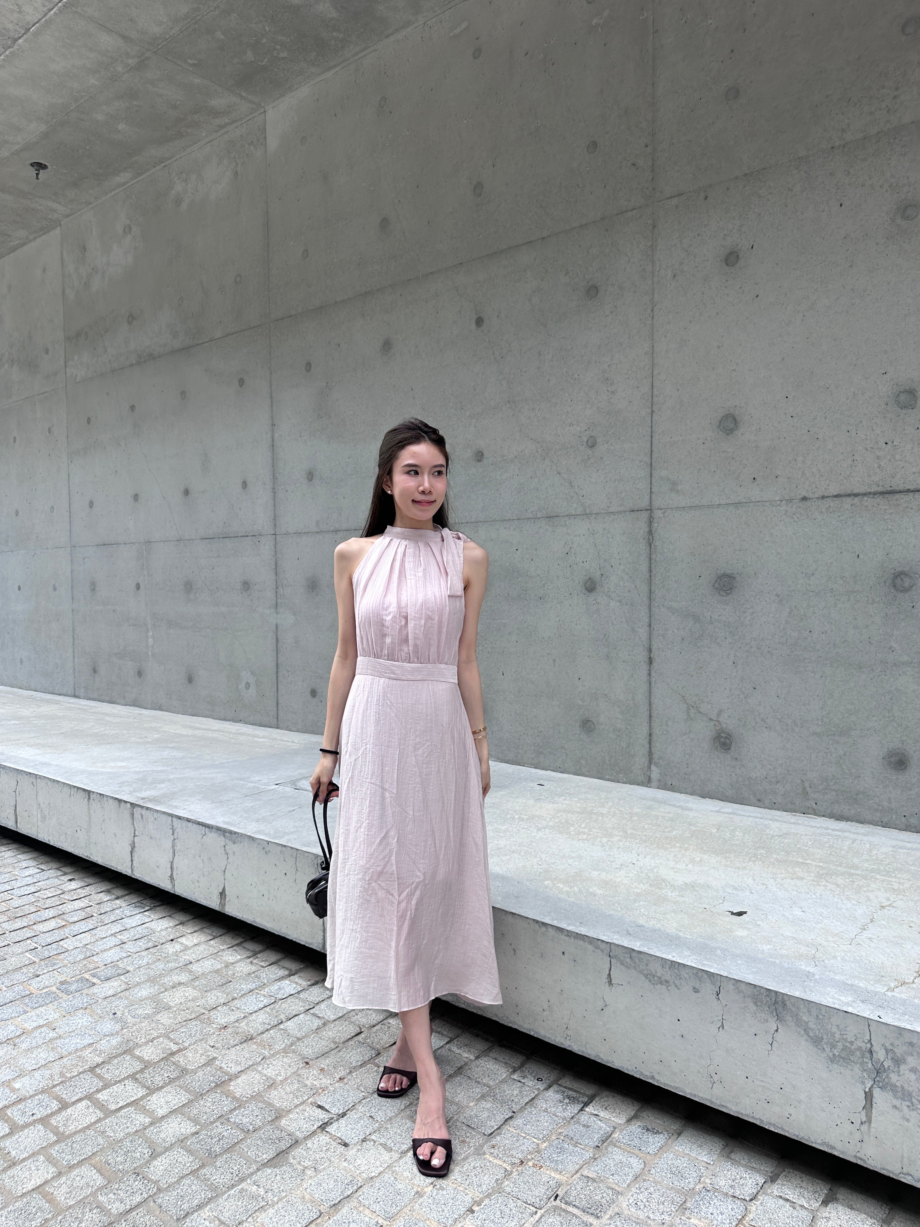 Holiday Tied Neck Maxi Dress