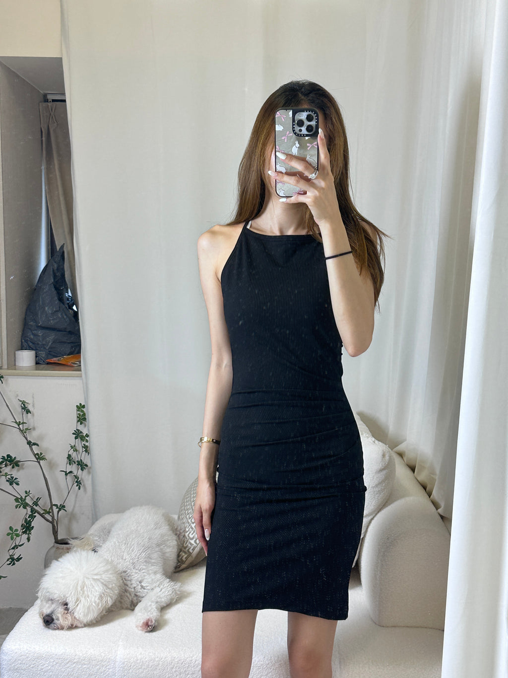 (ashchic made) Ribbon Back Mini Dress with pads