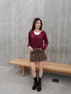 Cross neck fleece top