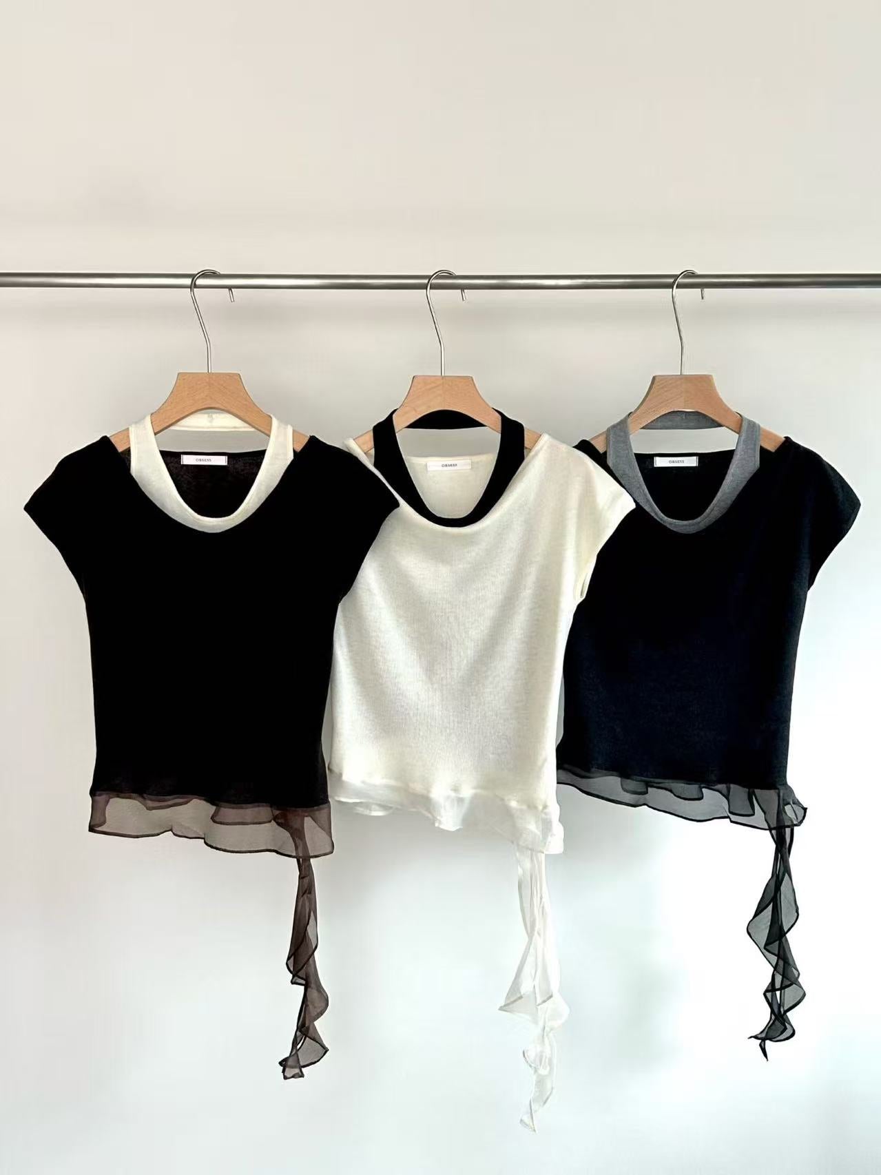 Layered Halter Mesh Top