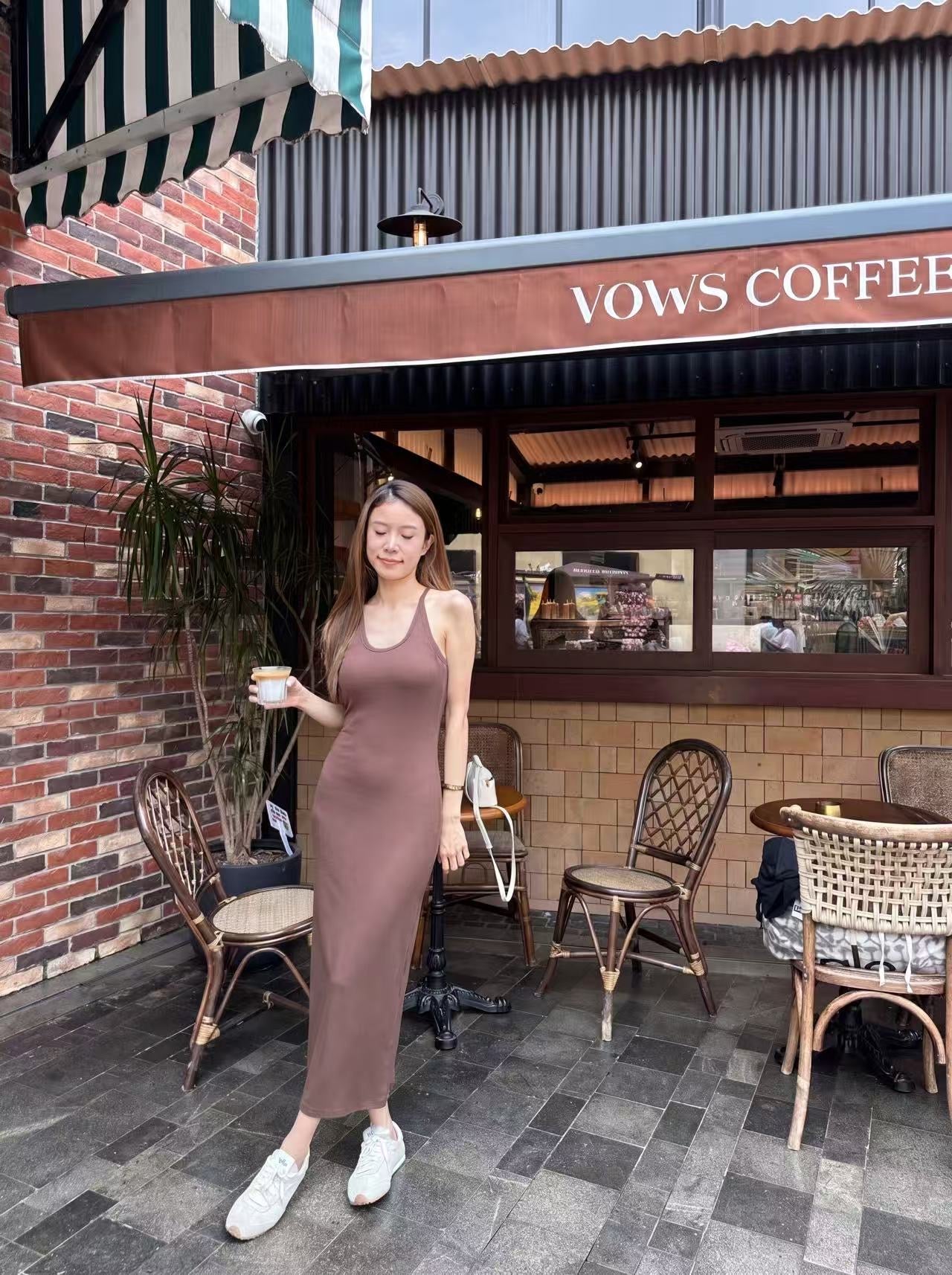 ashchic made Cross Back Maxi Dress with pads