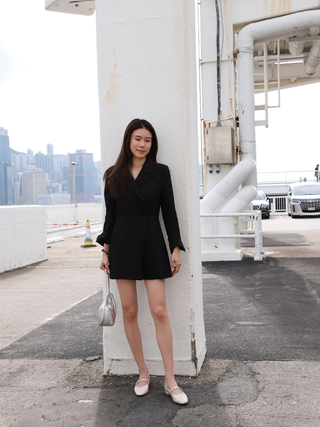 Office Blazer Dress with Pleated