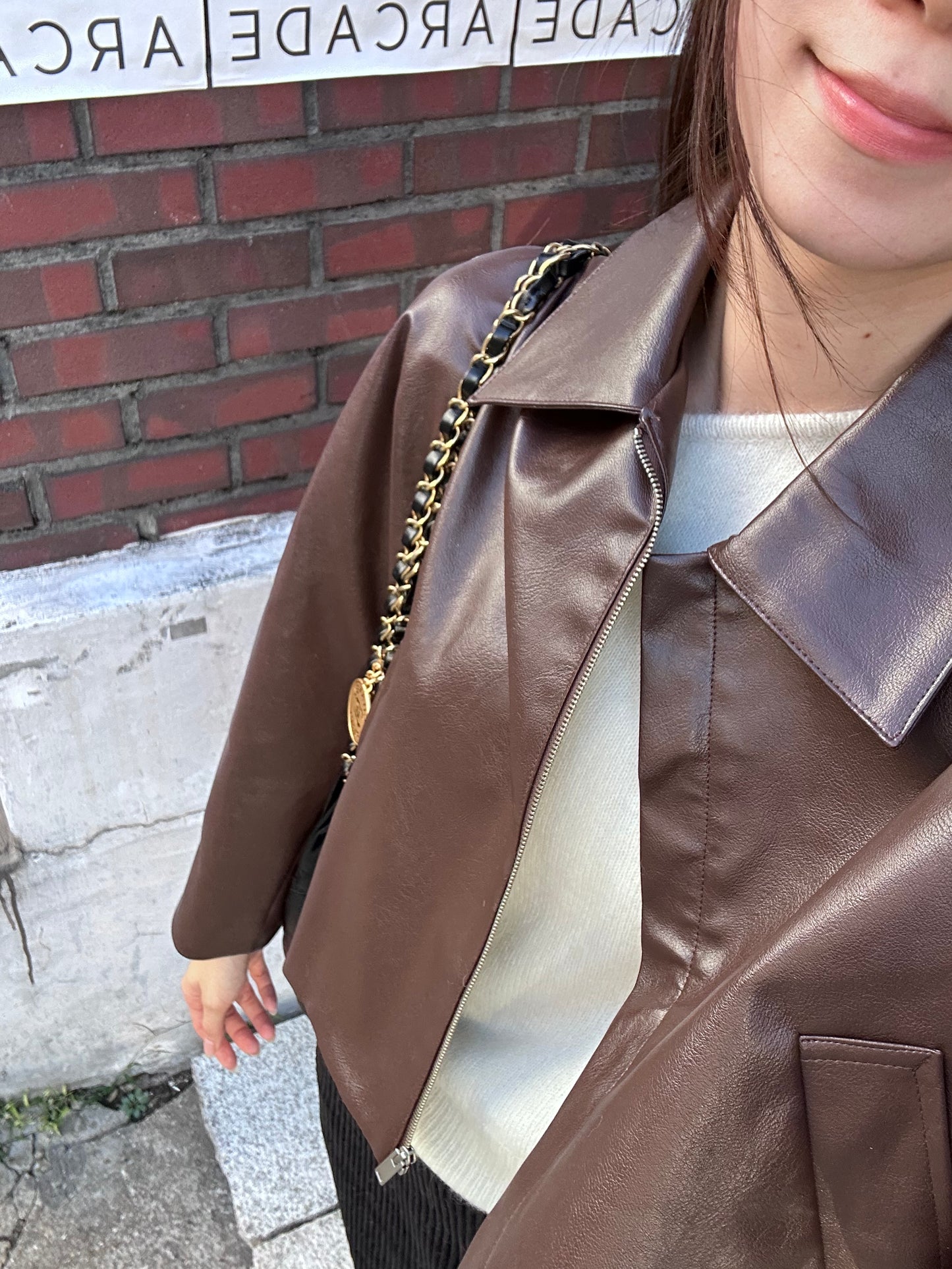 Basic Zip Up Leather Jacket