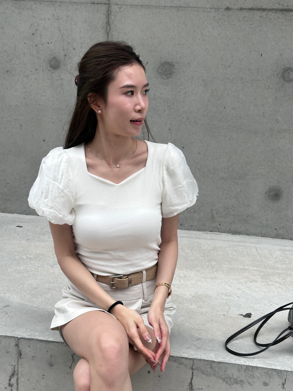 Puffy Sleeves Cotton T Top