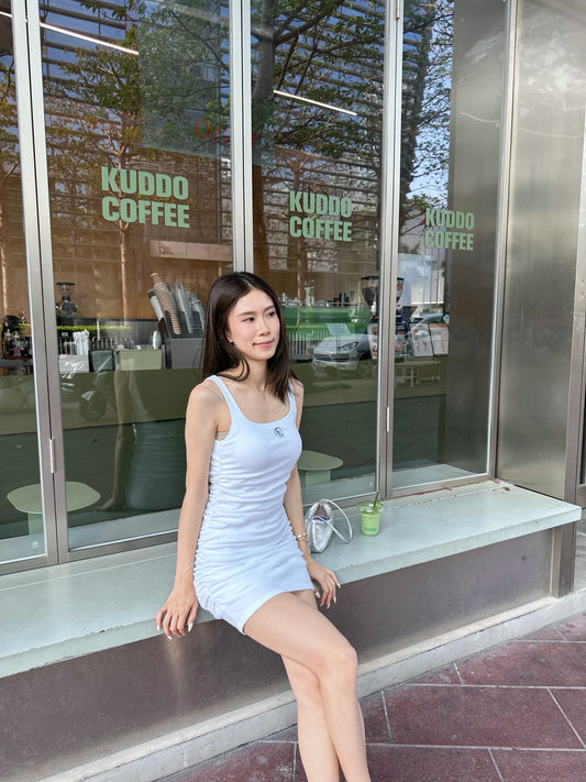 Logo Cotton Mini Dress with pads